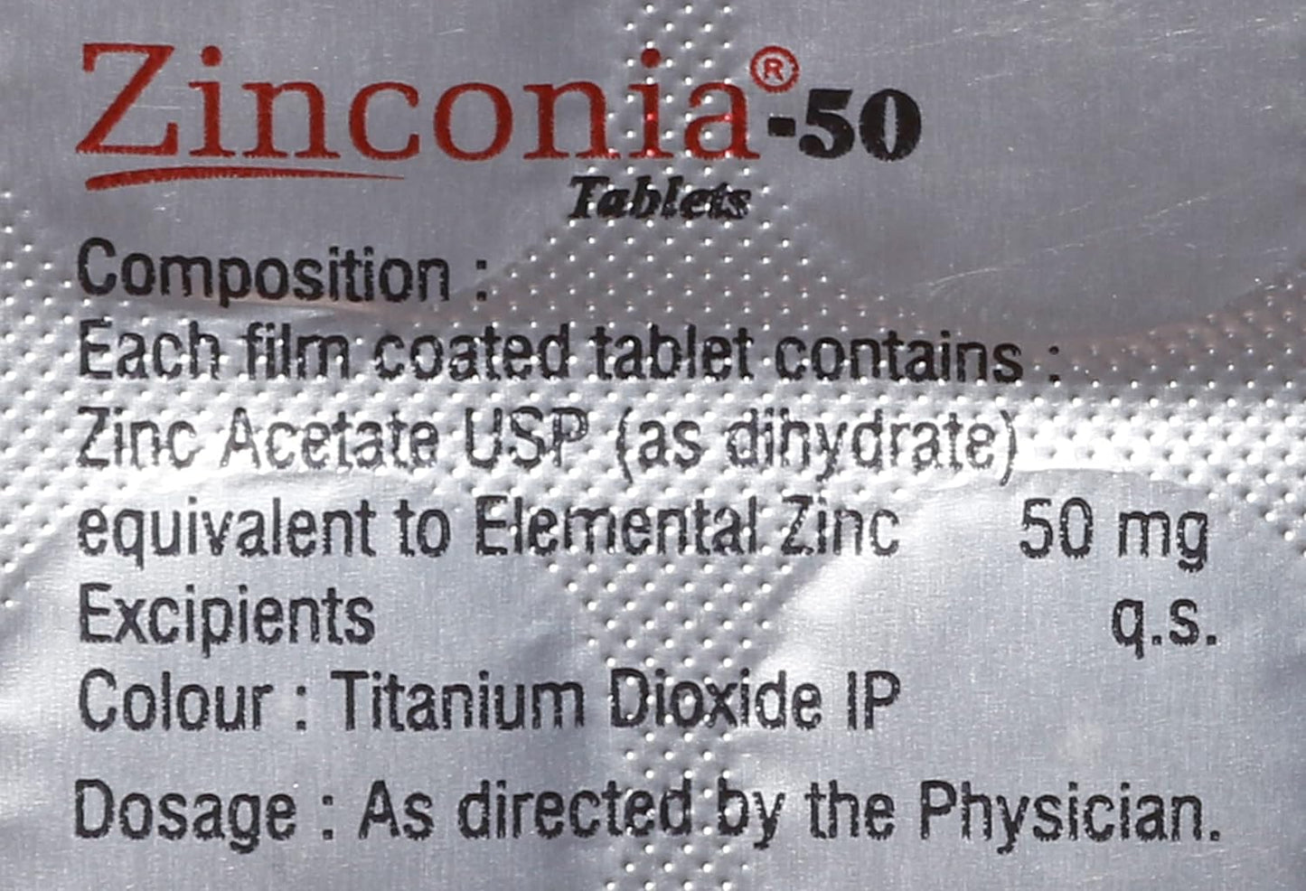 Zinconia 50mg Tablet 10'S