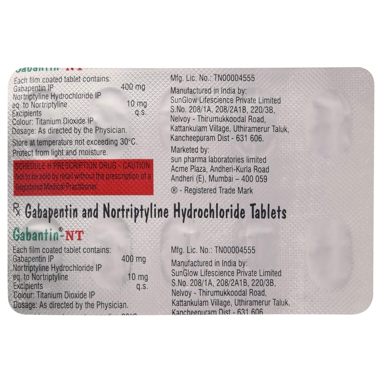 Gabantin NT - Strip of 10 Tablets