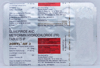 Zoryl-MF 3MG PR - Strip of 10 Tablets