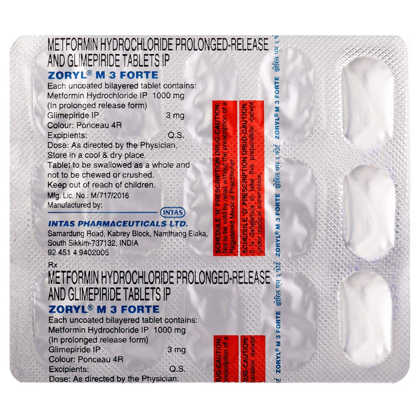 Zoryl M3 Forte - Strip of 15 Tablets