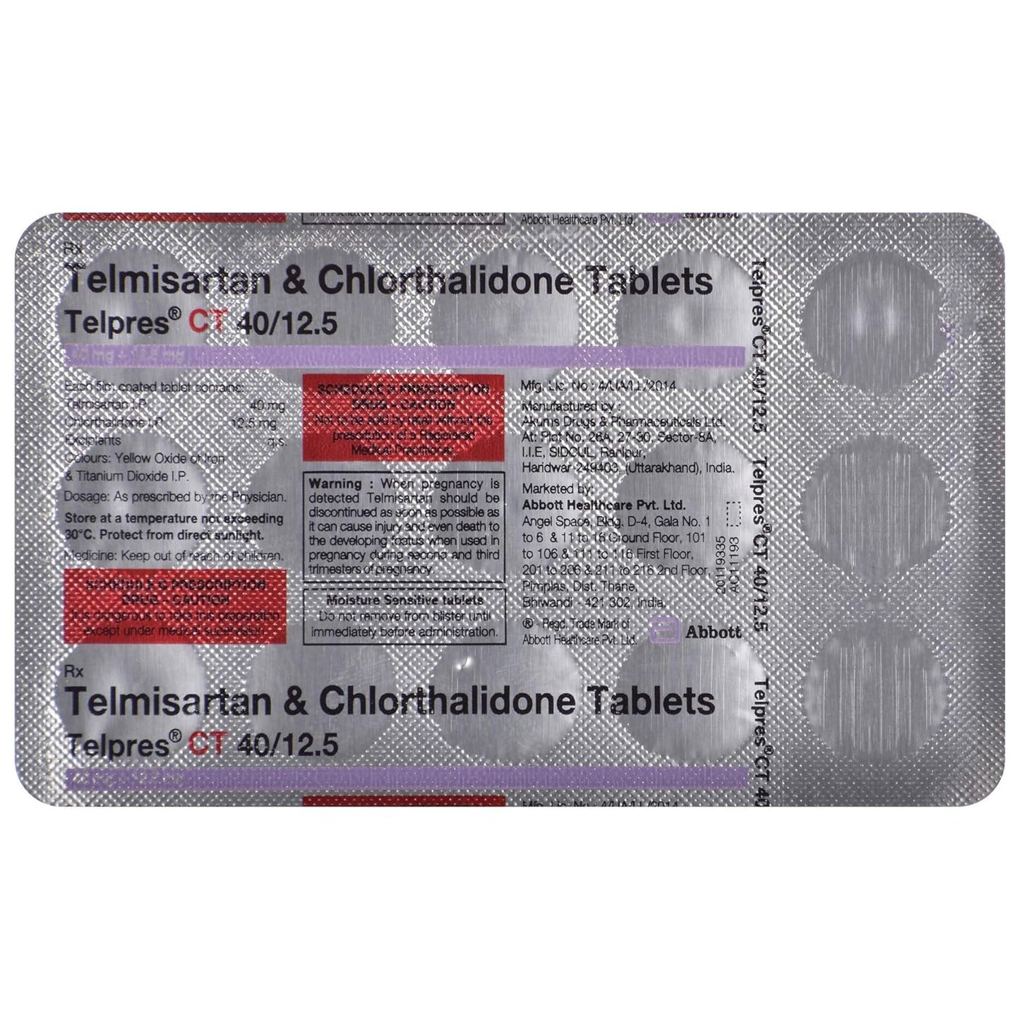 Telpres CT 40/12.5 - Strip of 15 Tablets