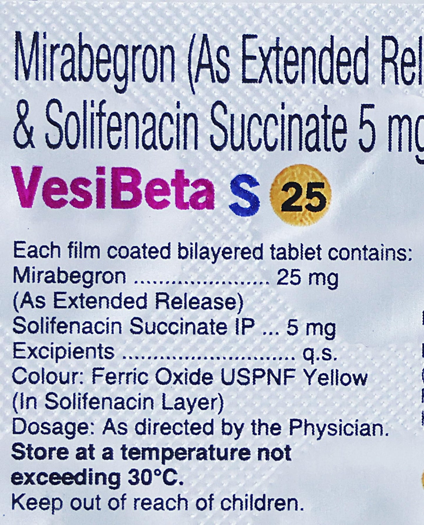 Vesibeta S 25 - Strip of 10 Tablets