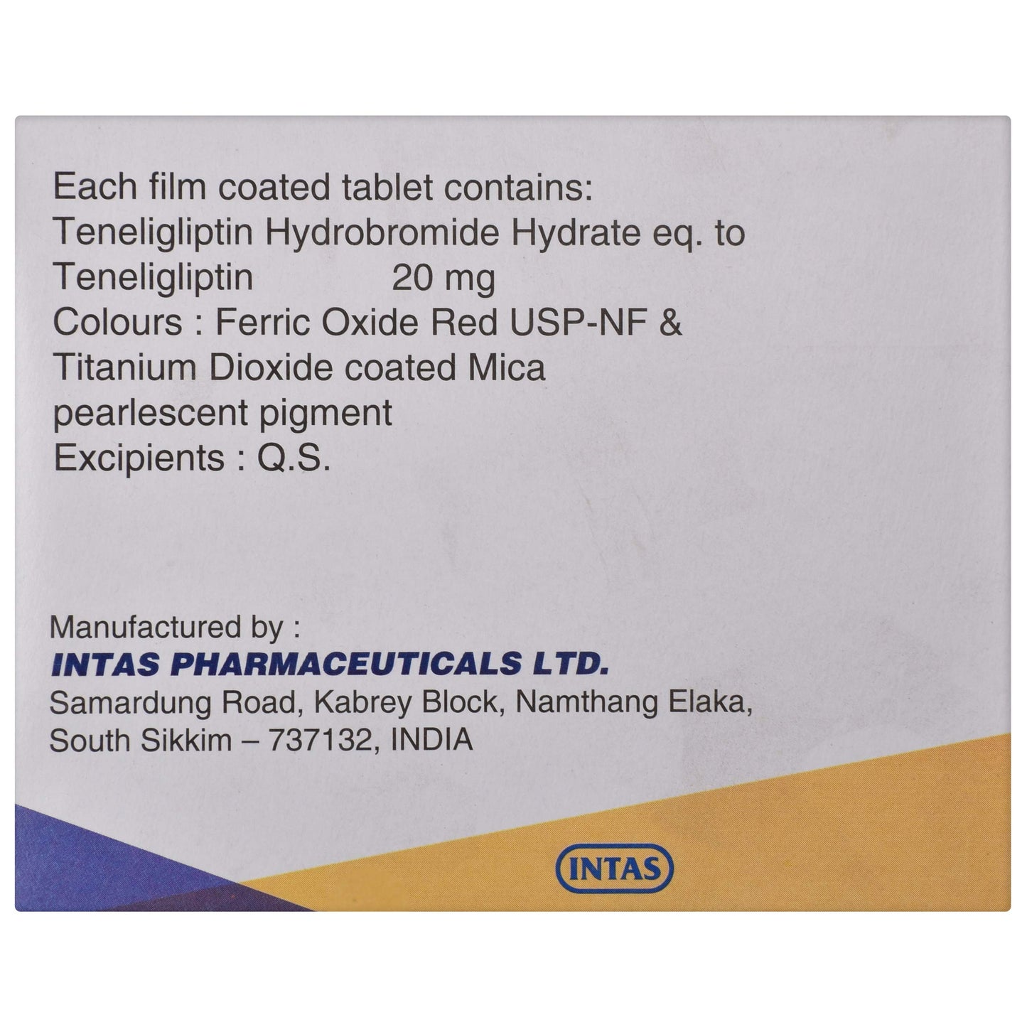 Teniva 20 - Strip of 20 Tablets