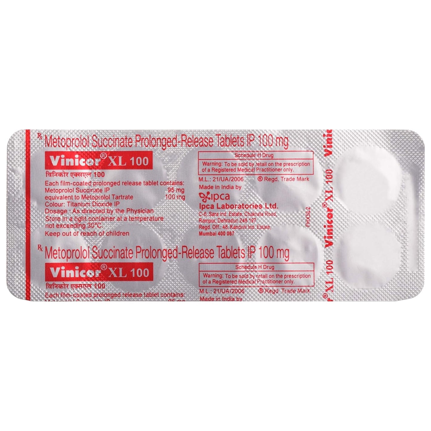 Vinicor XL 100 - Strip of 10 Tablets