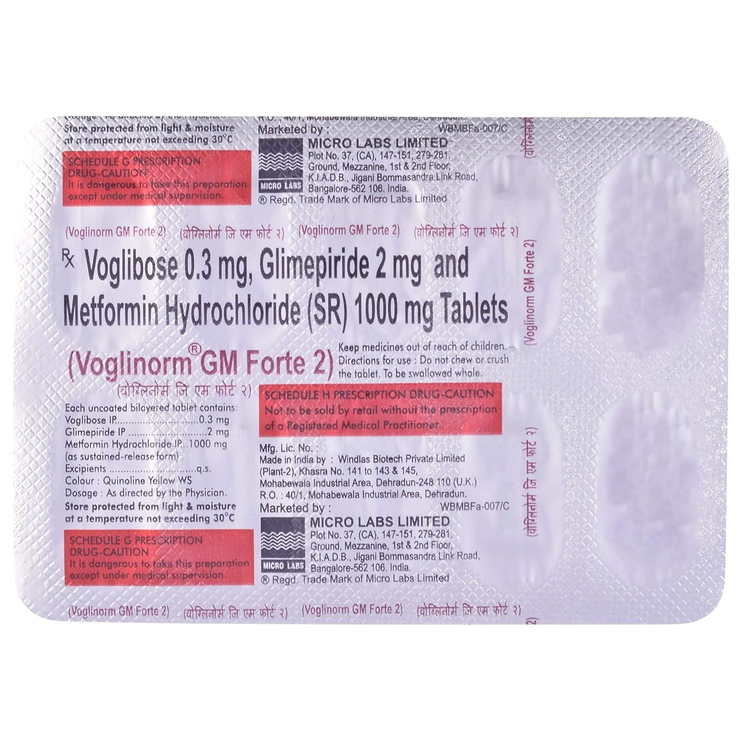 Voglinorm GM Forte 2 - Strip of 10 Tablets