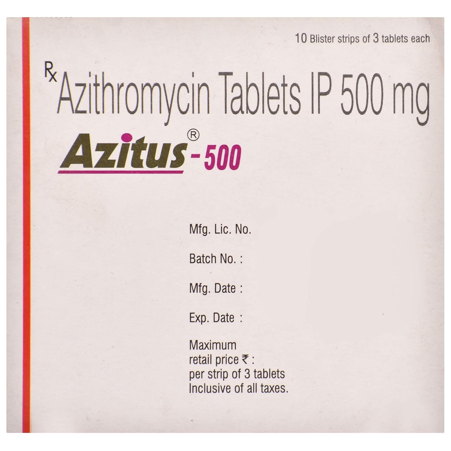 Azitus - 500 - Strip of 3 Tablets