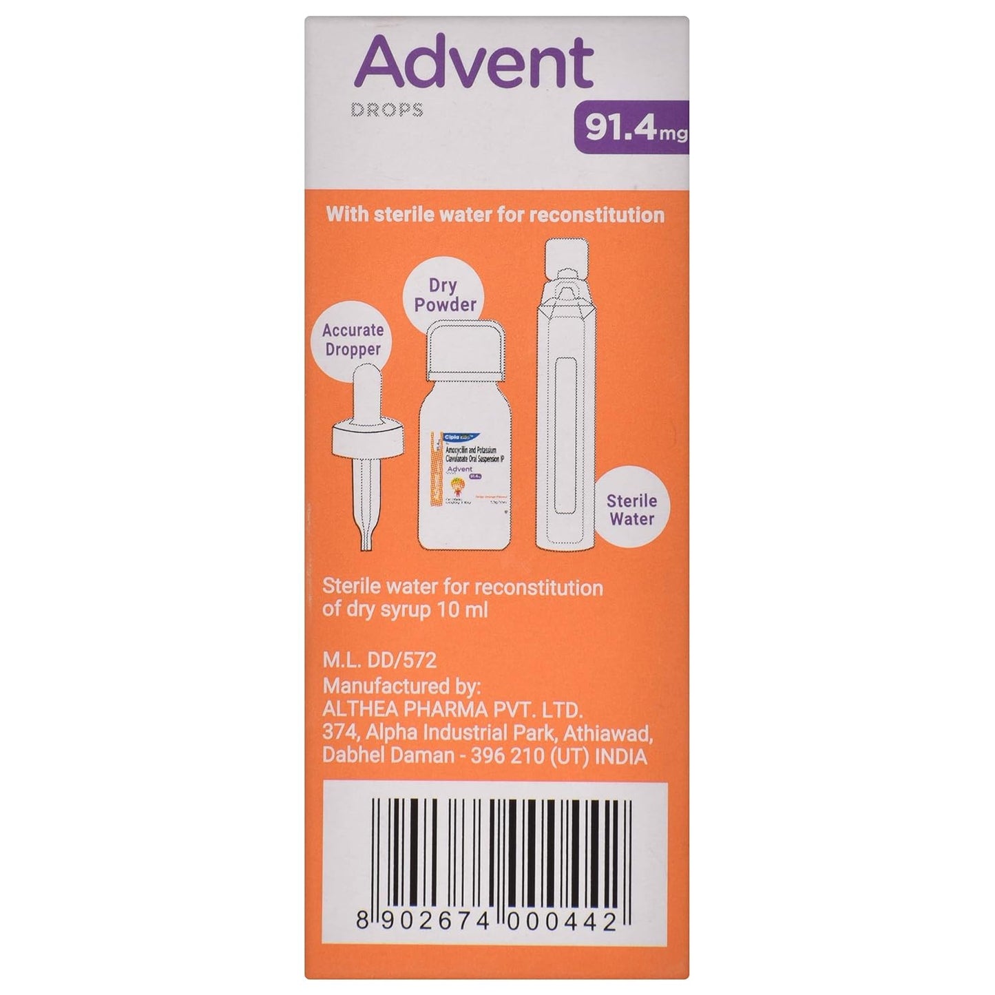 Advent 91.4mg Tangy Orange Flavour - Bottle of 10 ml Drops