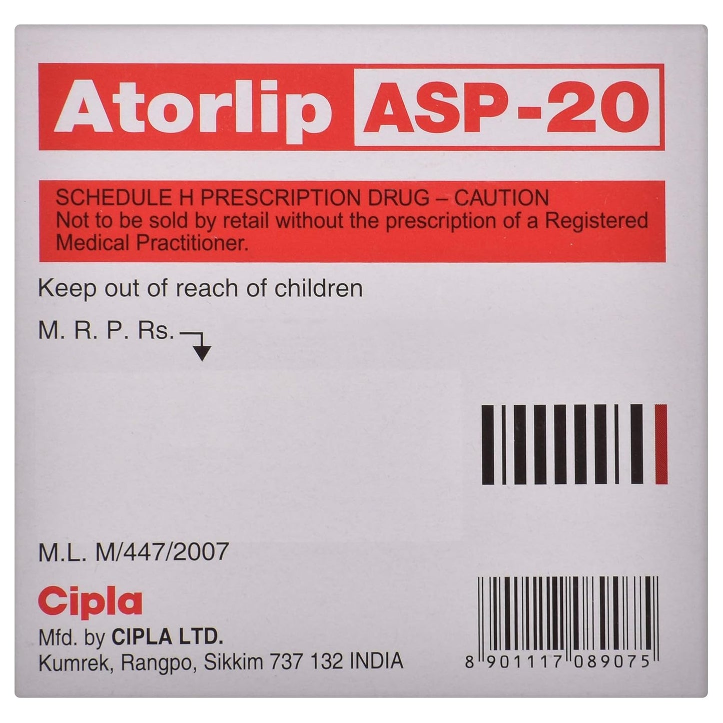 Atorlip ASP-20 - Strip of 10 Capsules