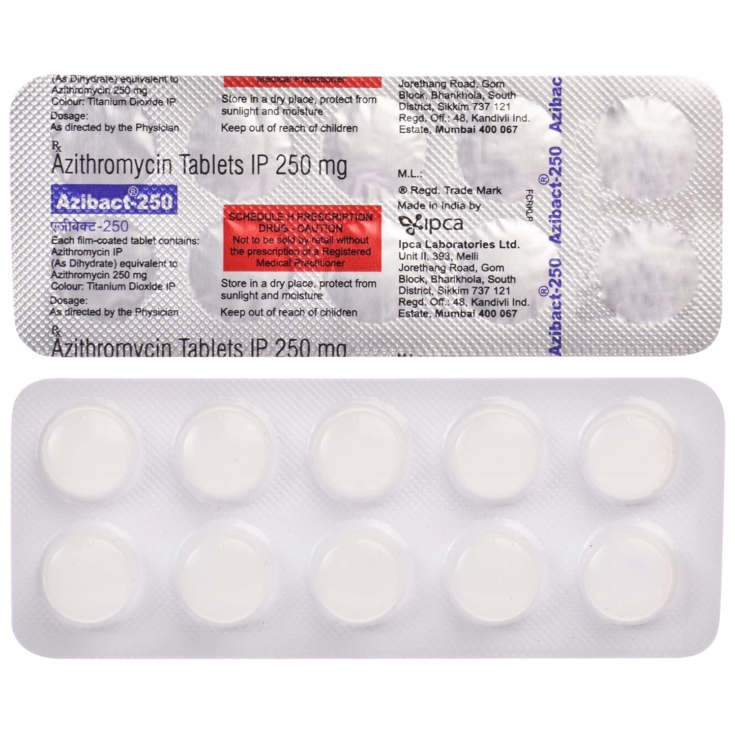 Azibact 250mg - Strip of 10 Tablets