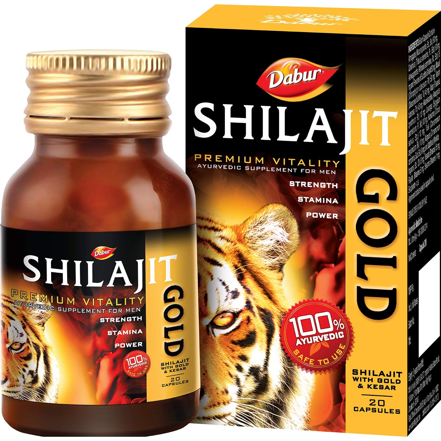 Dabur Shilajit Gold - 20 Capsules | 100% Ayurvedic Capsules for Strength , Stamina and Power | Premium Ayurvedic Supplement | For Men