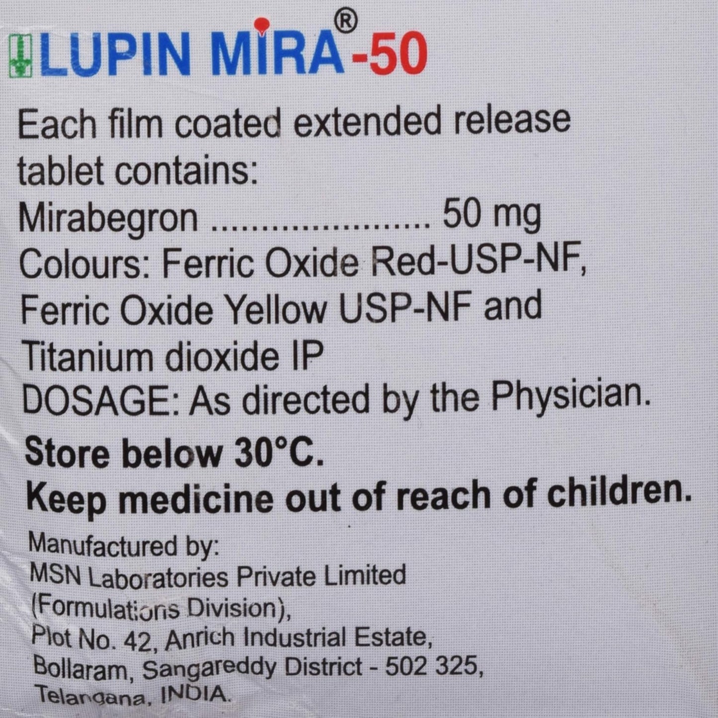 Lupin Mira-50 - Strip of 10 Tablets