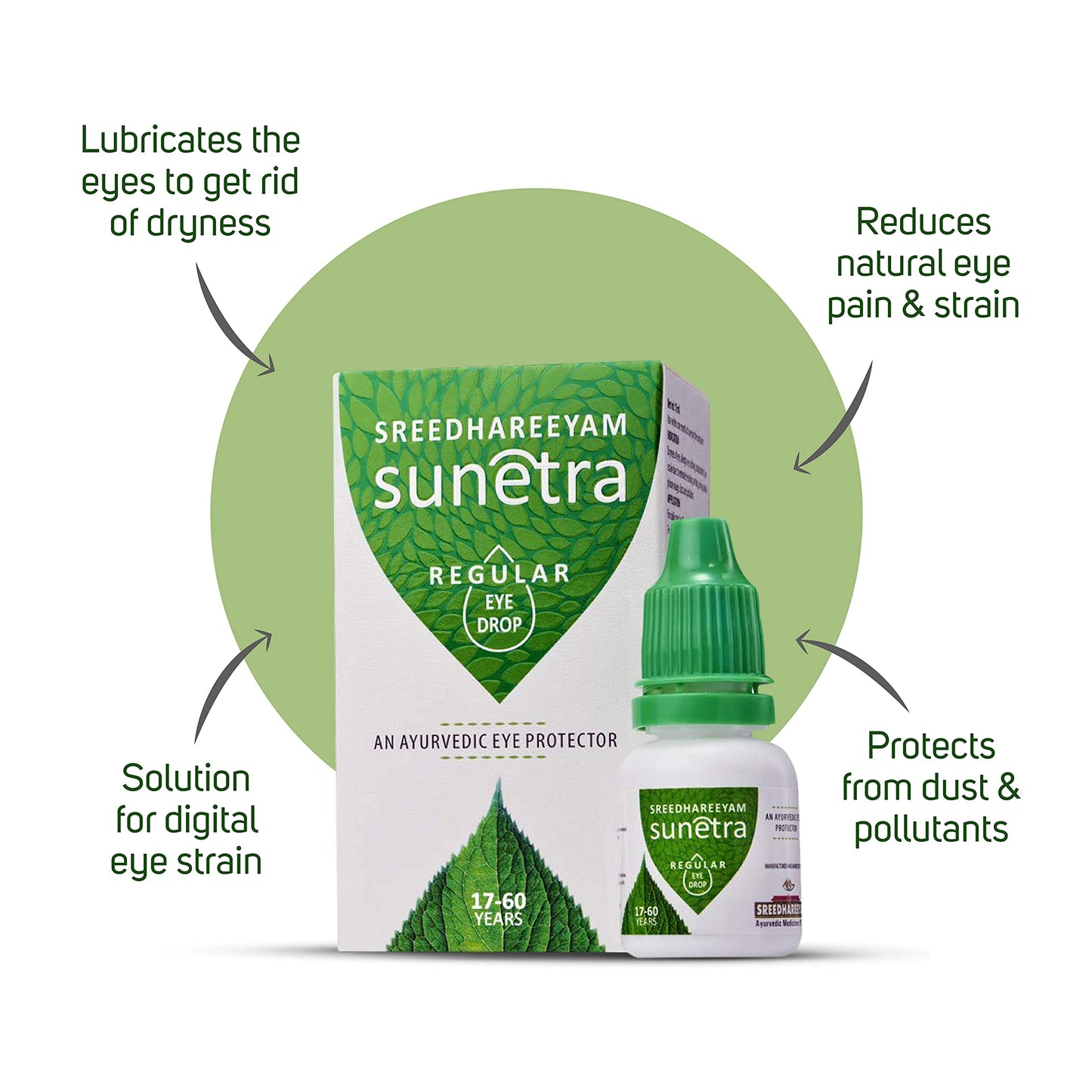 Sreedhareeyam Ayurveda Sunetra Regular Herbal Eyedrops (17-60 years age) Relieves Dryness, Redness & Itching, Cooling Daily-use Eyedrops with Rosewater, Holy Basil Leaves and Pure Honey