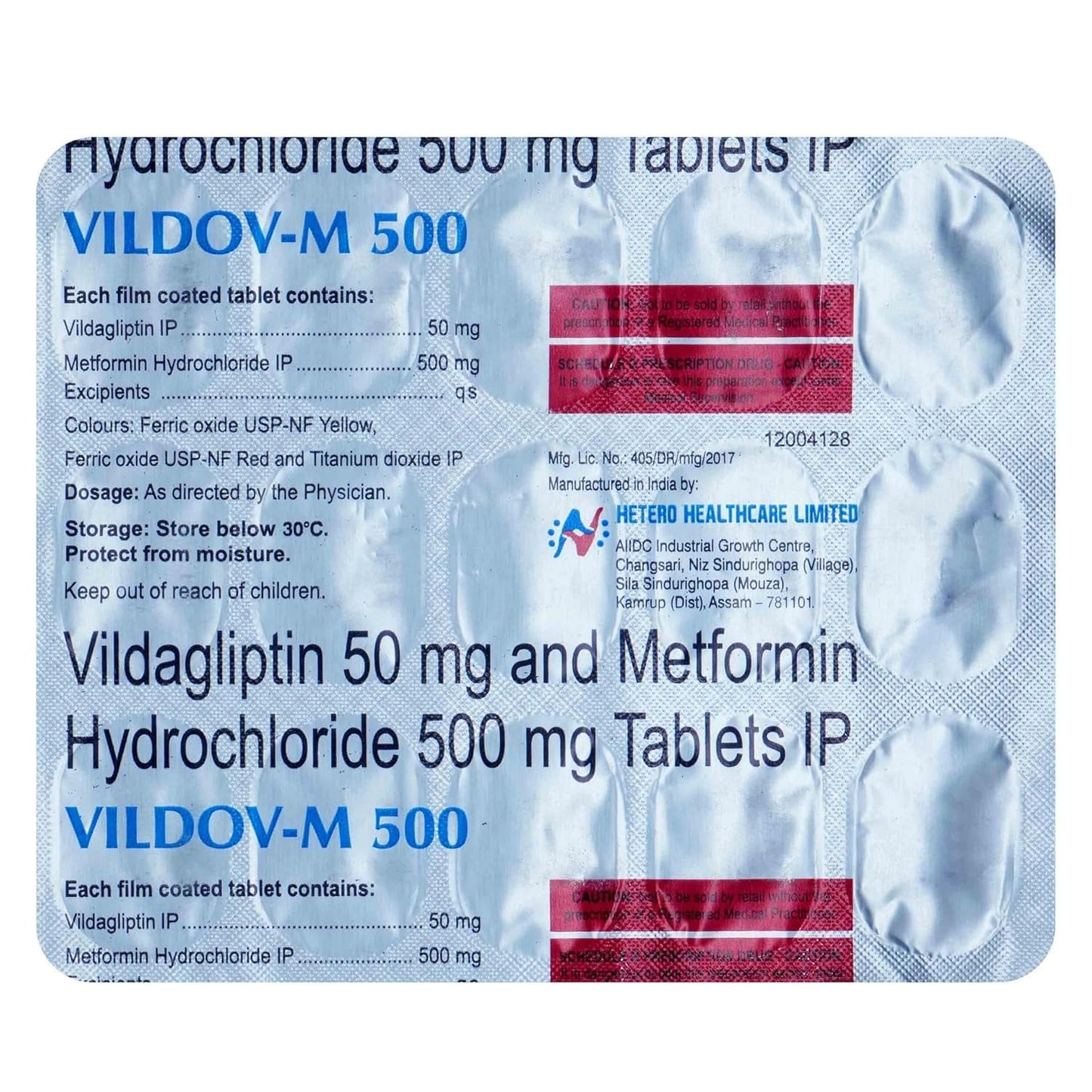 Vildov M 500/50mg - Strip of 15 Tablets