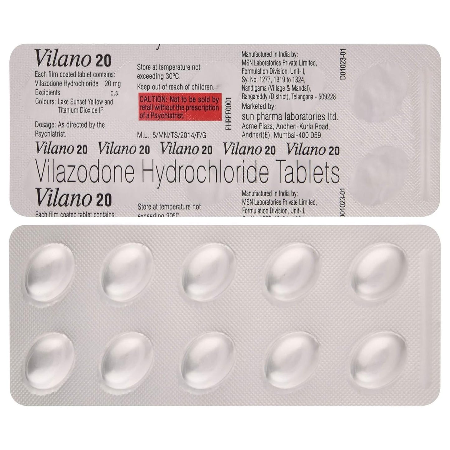 Vilano 20 - Strip of 10 Tablets