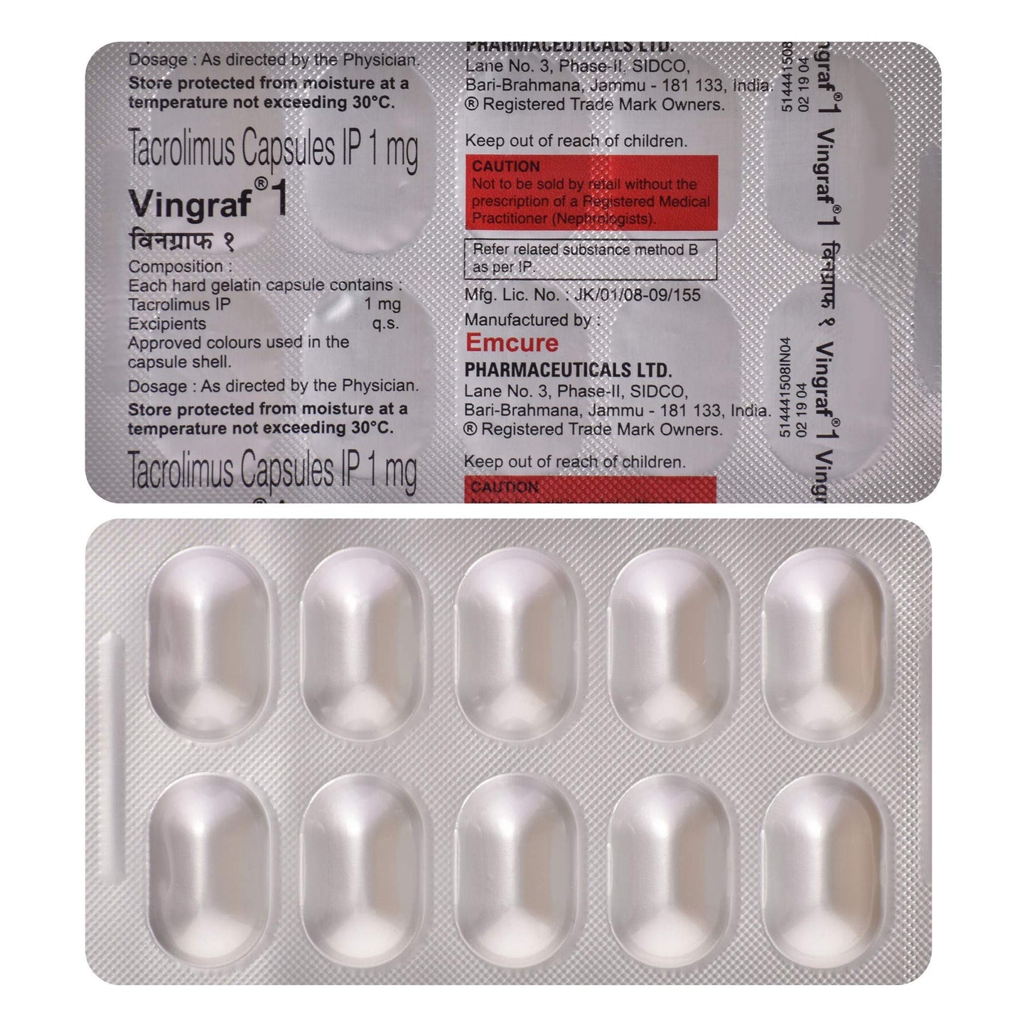 Vingraf 1- Strip of 10 Capsules