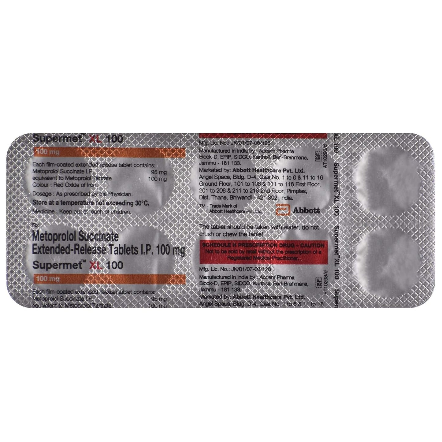 Supermet XL 100 - Strip of 10 Tablets