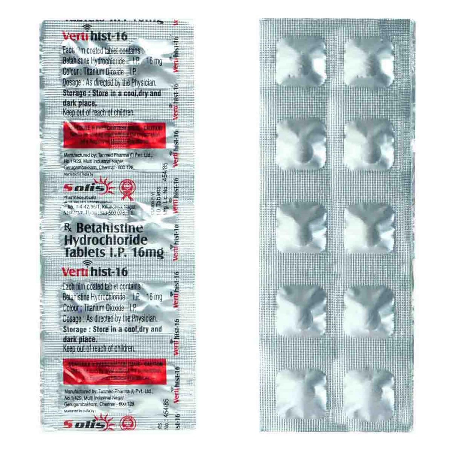 Vertihist 16 - Strip of 10 Tablets