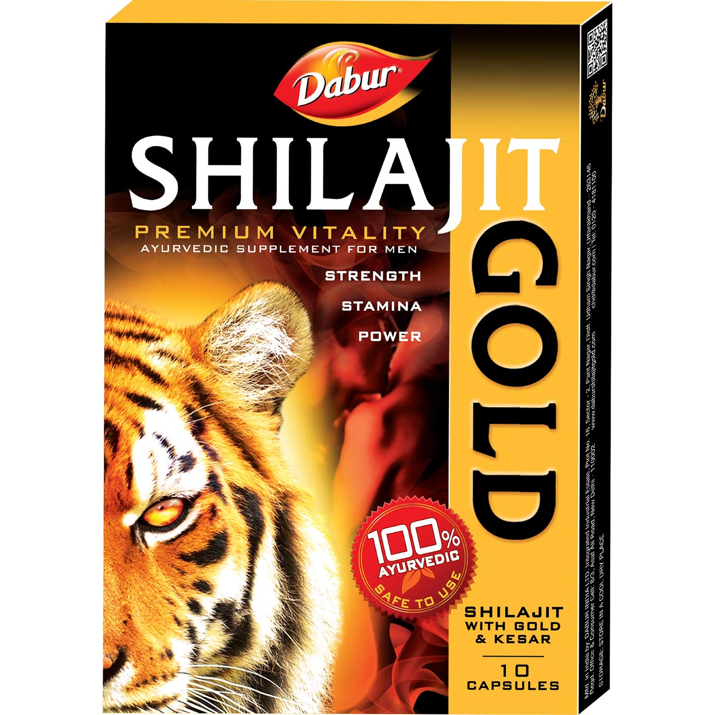 Dabur Shilajit Gold - 20 Capsules | 100% Ayurvedic Capsules for Strength , Stamina and Power | Premium Ayurvedic Supplement | For Men