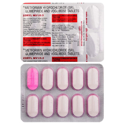 Zoryl MV 1/0.3 - Strip of 10 Tablets