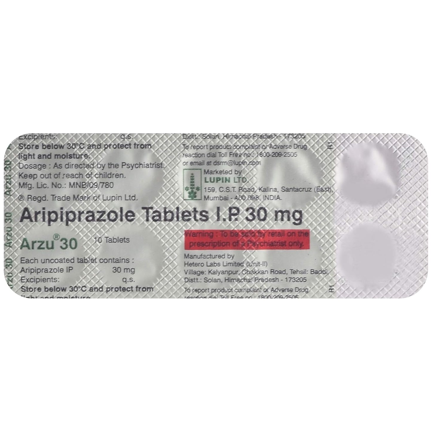 Arzu 30 - Strip of 10 Tablets