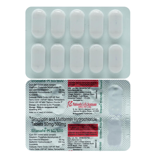 Sitasafe-M 50/500 - Strip of 10 Tablets