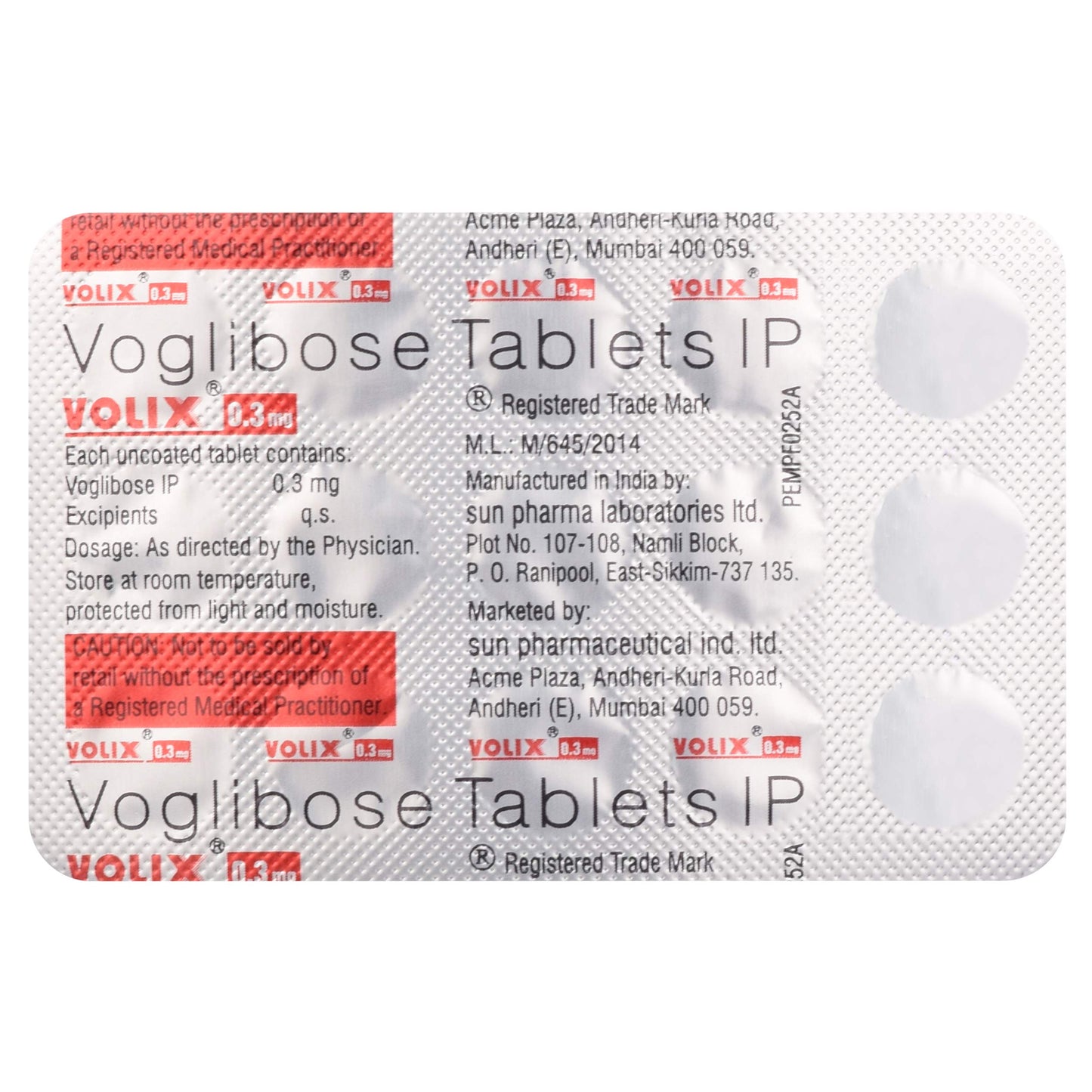 Volix 0.3Mg - Strip of 15 Tablets