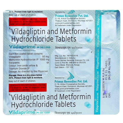 Vildaprime M 50/1000 - Strip of 15 Tablets