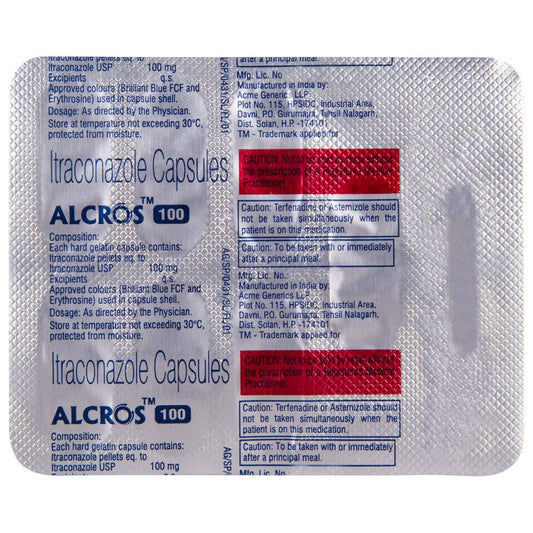 Alcros 100mg - Strip of 10 Capsules