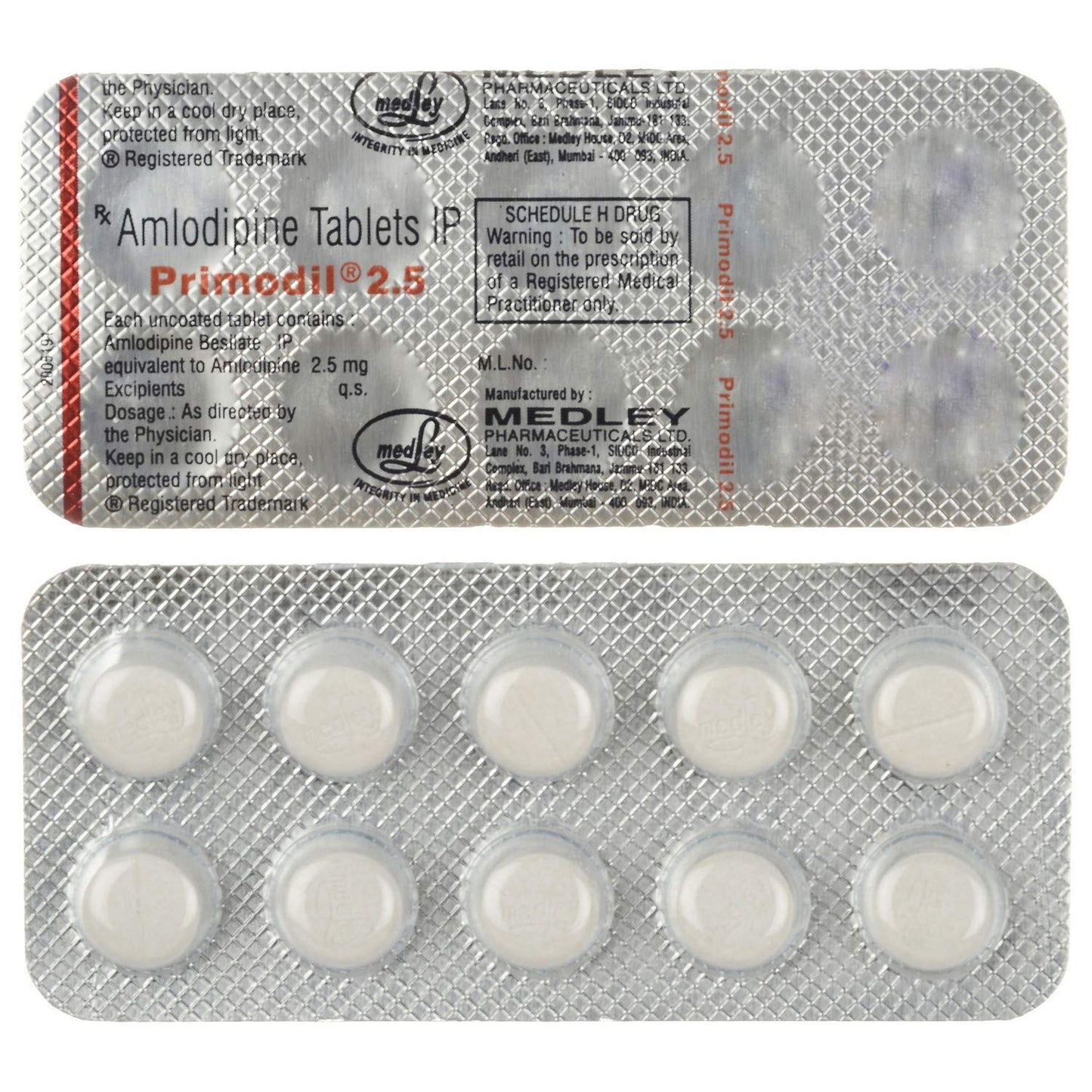 Primodil 2.5 - Strip of 10 Tablets