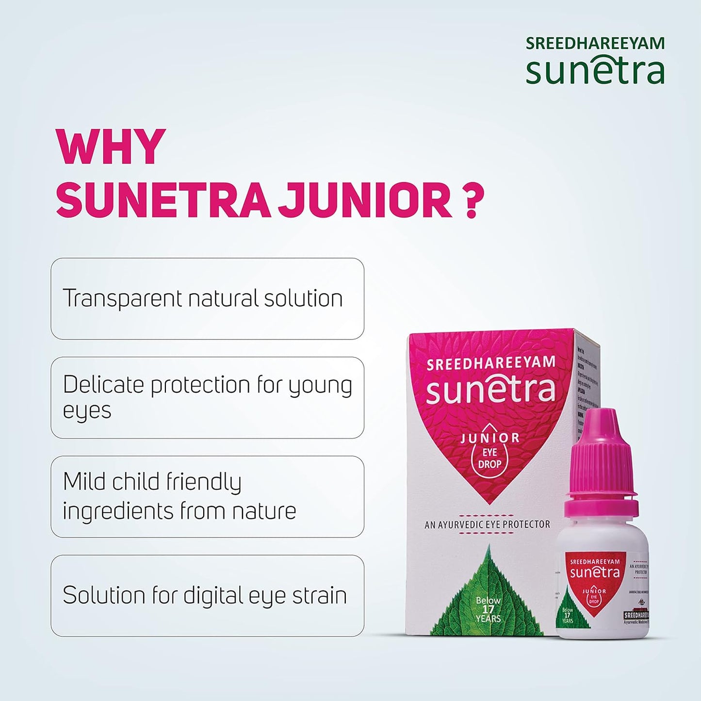 Sreedhareeyam Ayurveda Sunetra Junior Herbal Eyedrops (Below 17 years age)