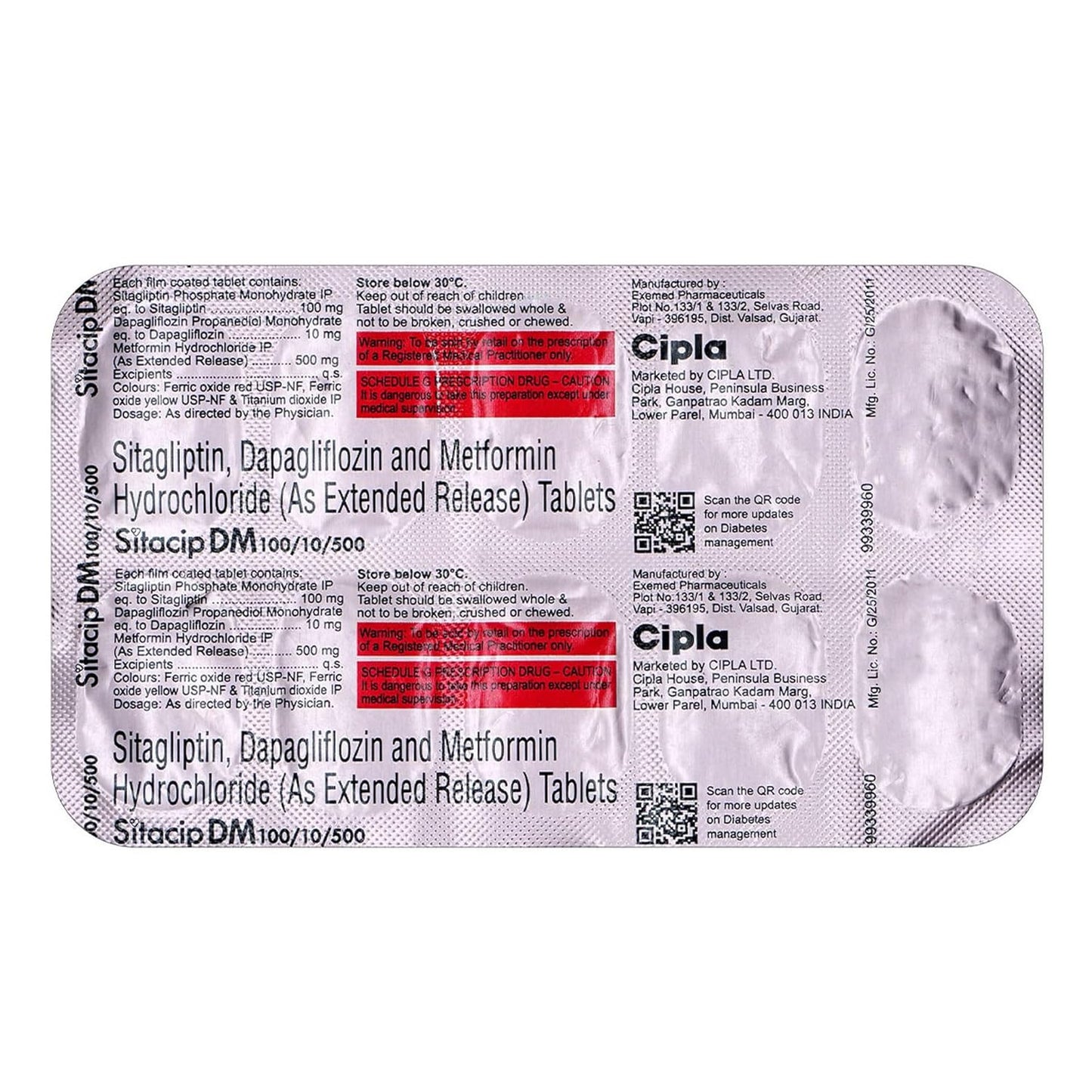 Sitacip DM 100/10/500 - Strip of 10 Tablets