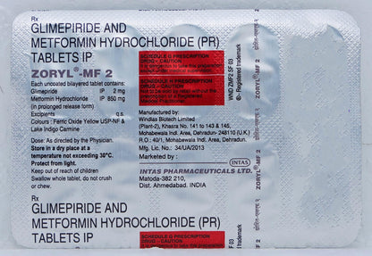 Zoryl-MF 2MG SR - Strip of 10 Tablets