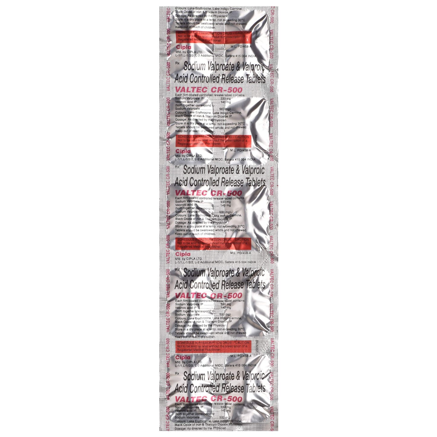 Valtec CR-500 - Strip of 10 Tablets