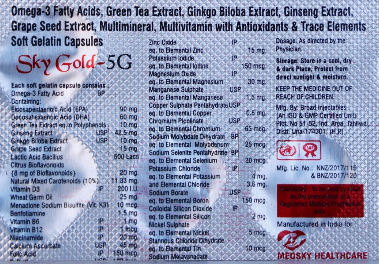 Skygold 5G - Strip of 10 Capsules