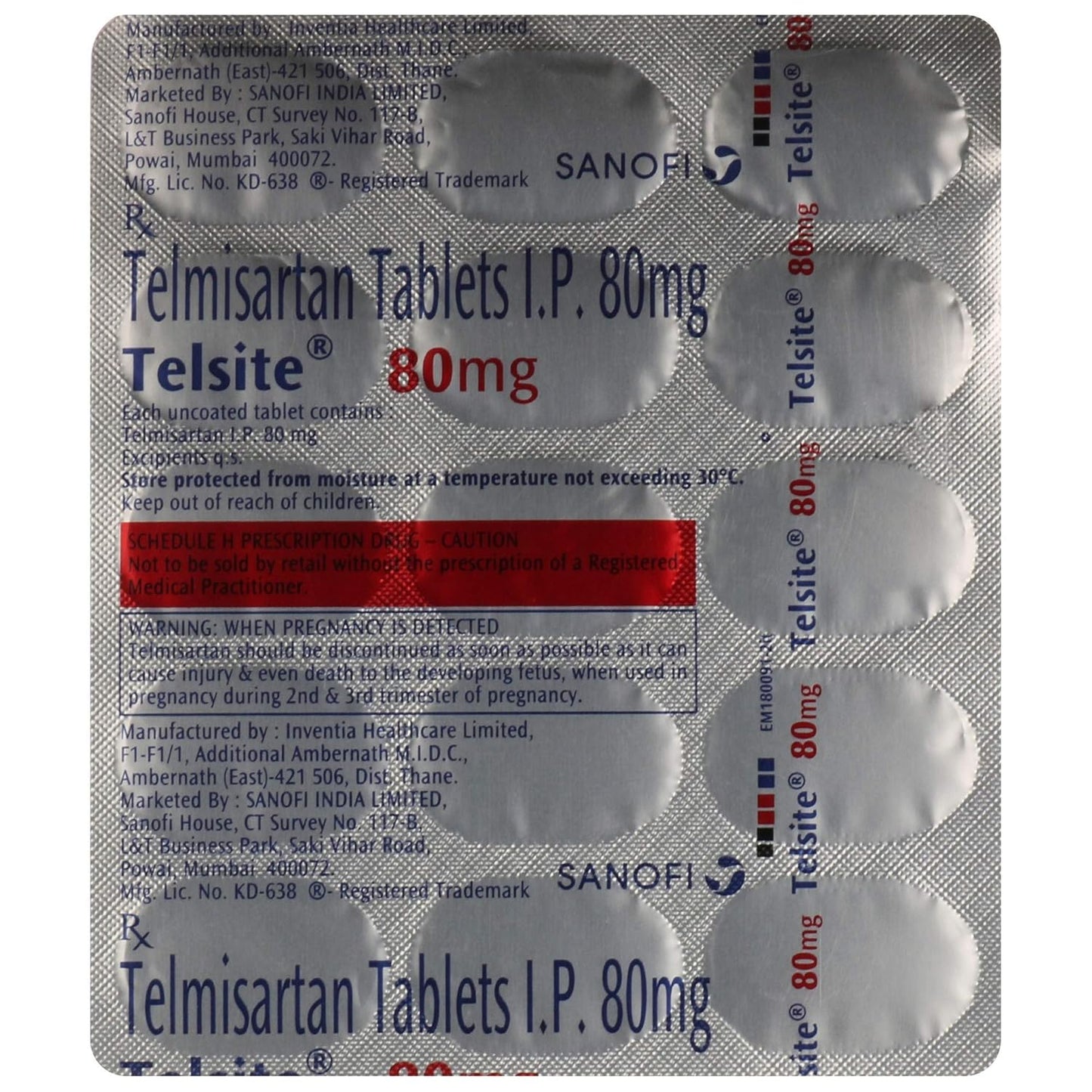 Telsite 80mg- Strip of 15 Tablets