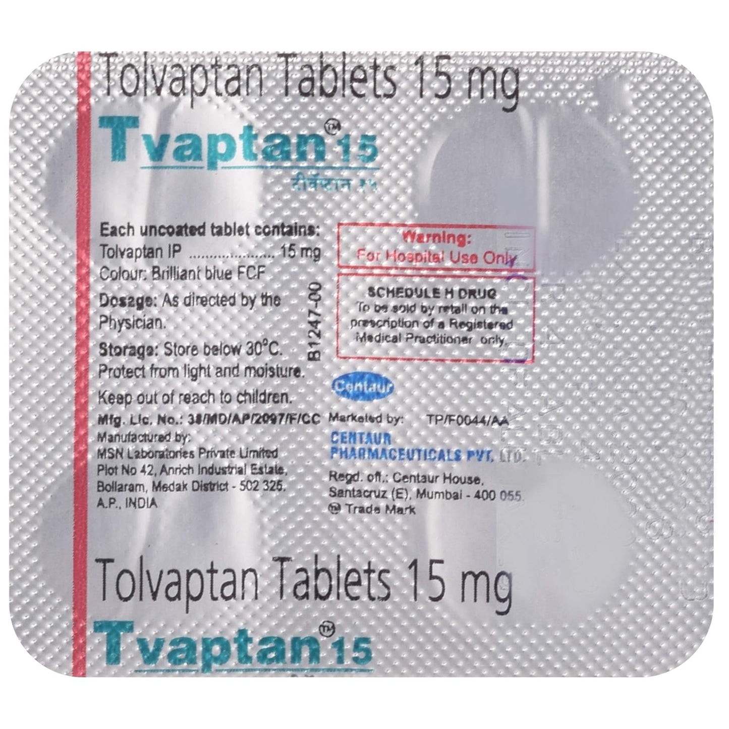 Tvaptan 15 - Strip of 4 Tablets