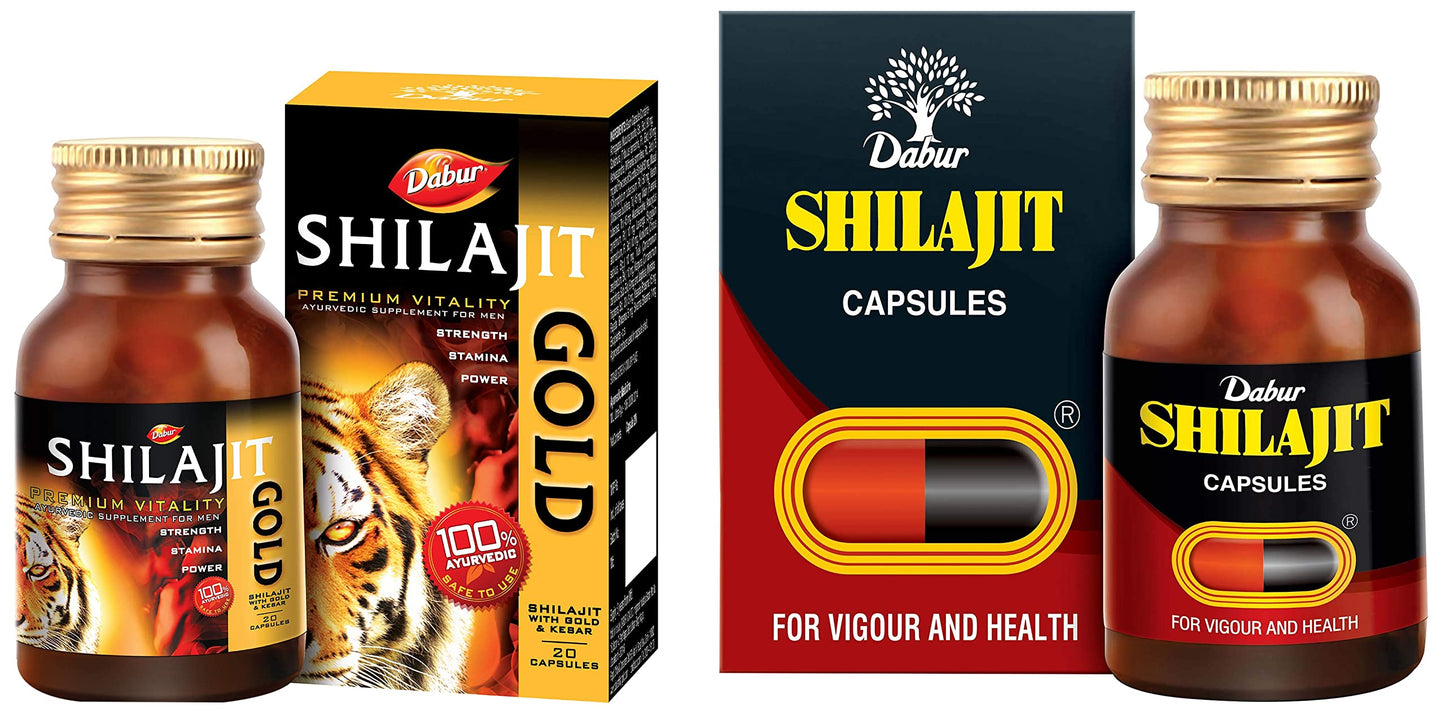 Dabur Shilajit Gold - 20 Capsules | 100% Ayurvedic Capsules for Strength , Stamina and Power | Premium Ayurvedic Supplement | For Men