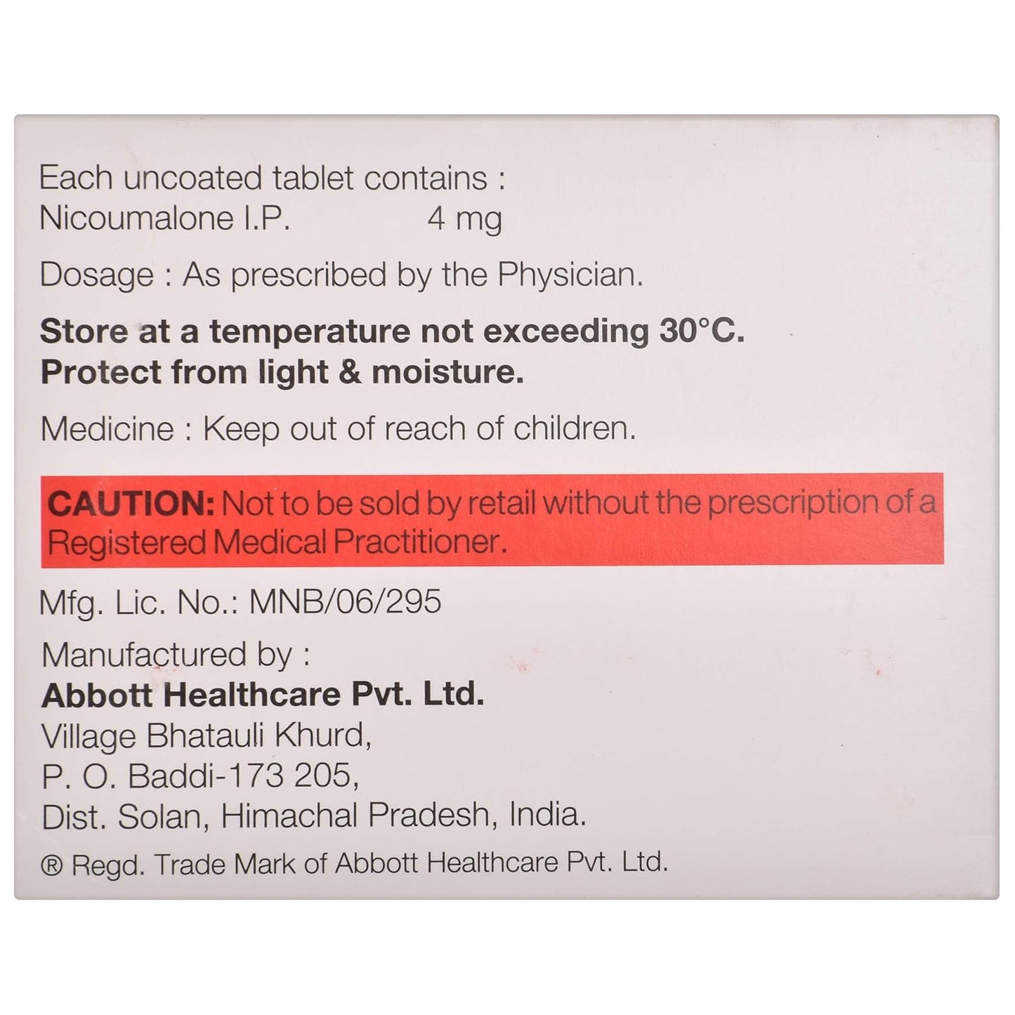 Acitrom 4 - Strip of 30 Tablets