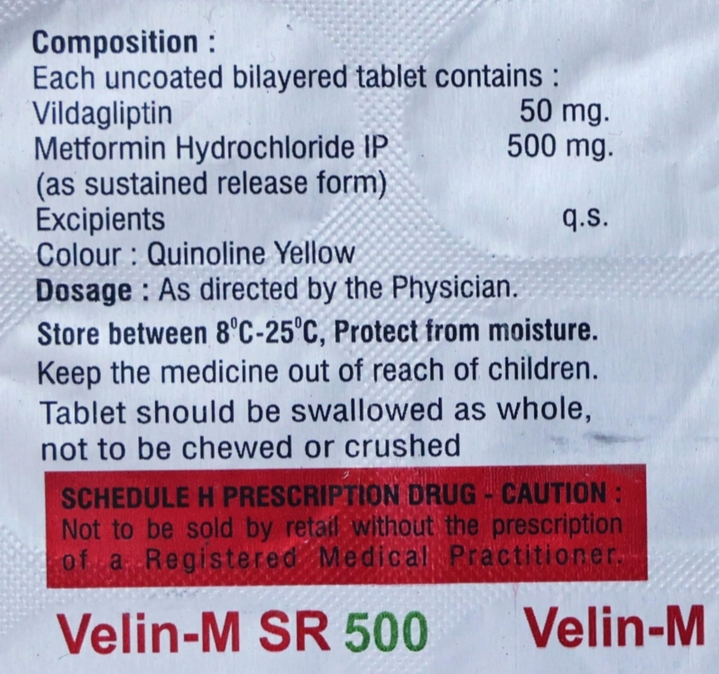 Velin - M Sr 500/50Mg - Strip of 15 Tablets