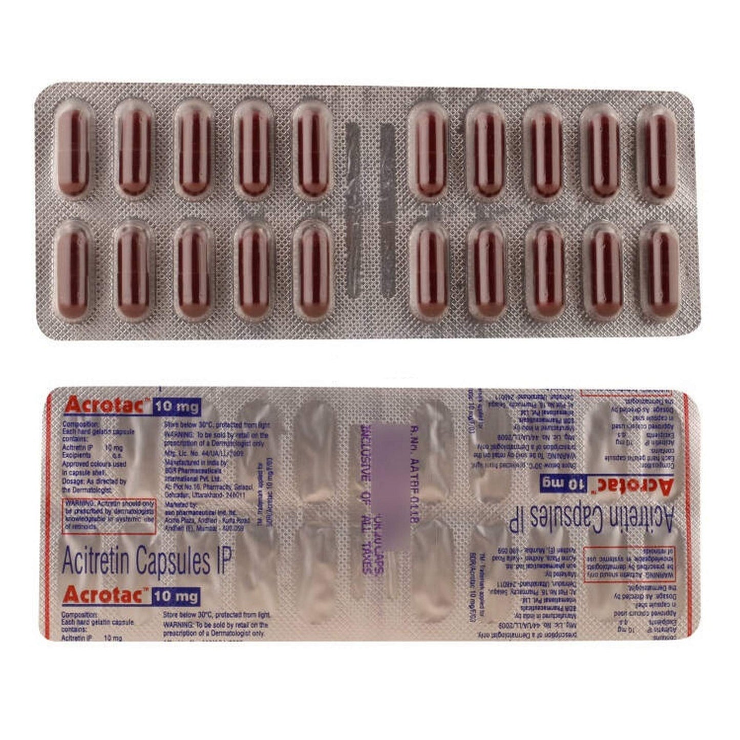 Acrotac 10 mg - Strip of 20 Capsules