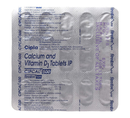 Wellmake Cipcal 500Mg Tablet For Calcium With Vitamin D3 For Bone, Joint And Muscle Care Pack Of 60 Tablet