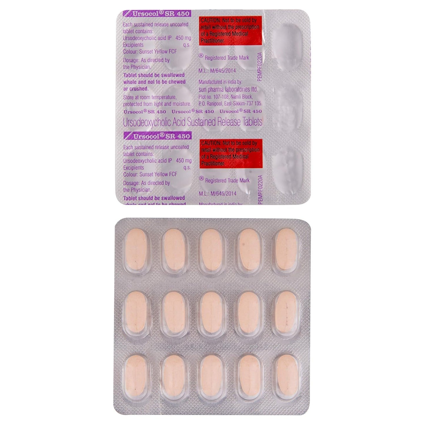 Ursocol SR 450 - Strip of 15 Tablets