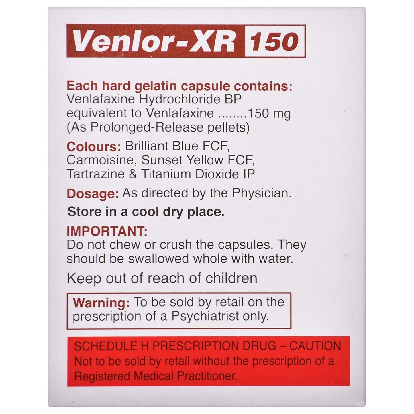 Venlor-XR 150 - Strip of 10 Capsules