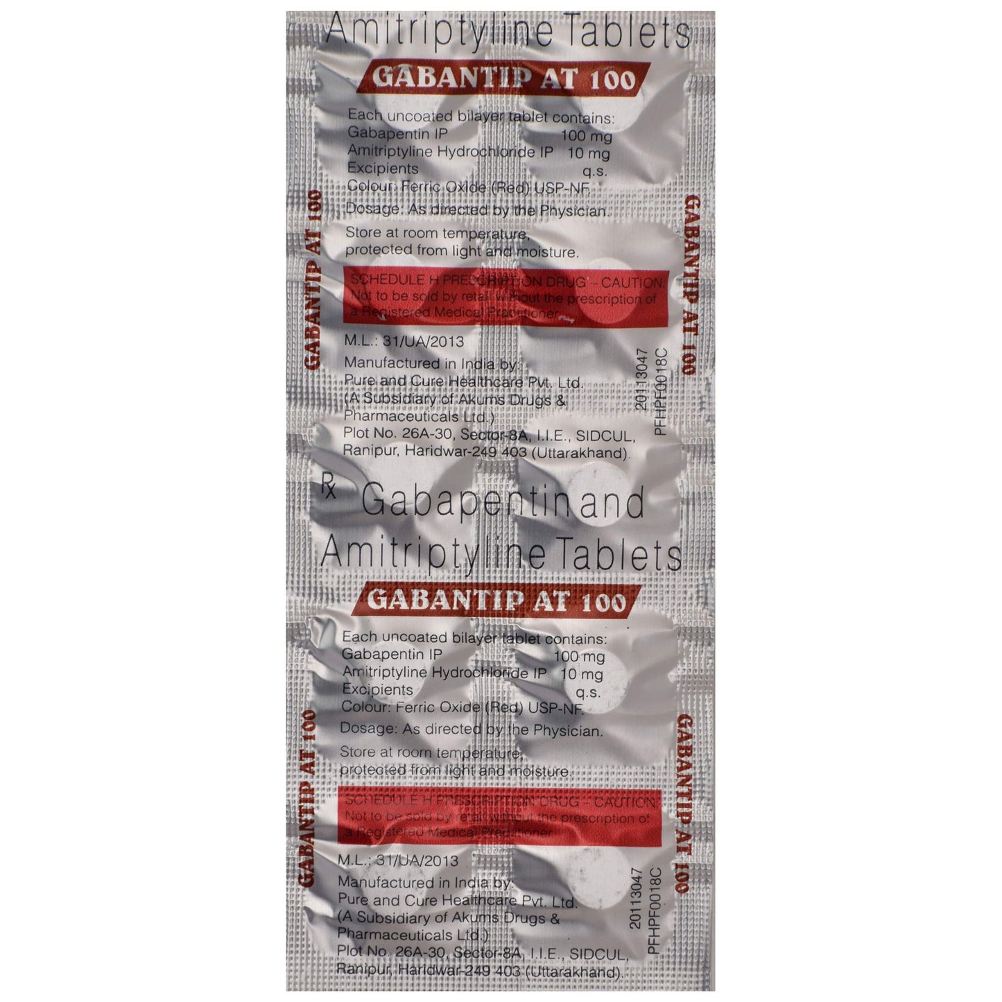 Gabantip AT 100 - Strip of 10 Tablets