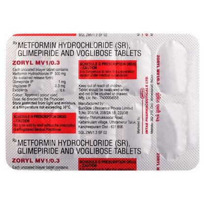 Zoryl MV 1/0.3 - Strip of 10 Tablets