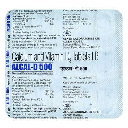 Alcal D 500 mg - Strip of 15 Tablets