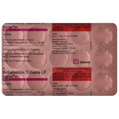 Vertin 24 - Strip of 15 Tablets