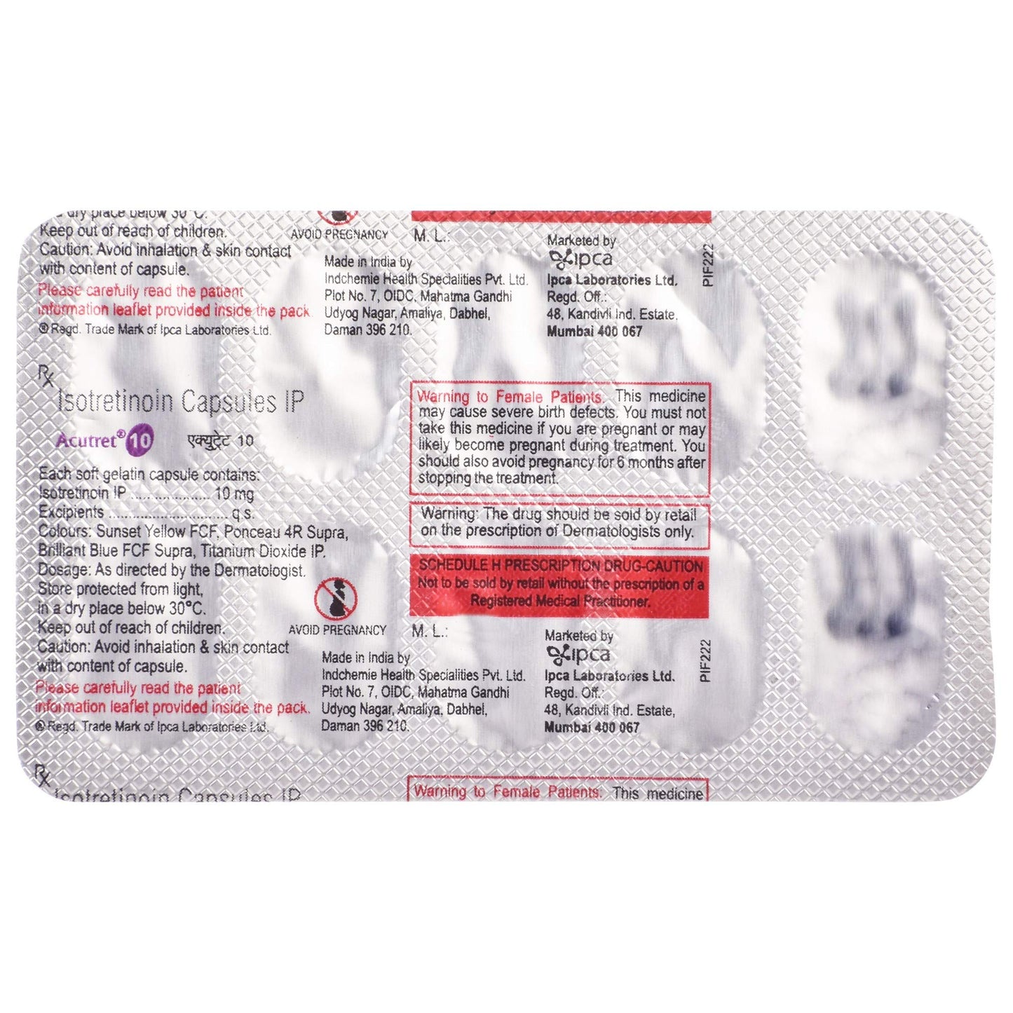 Acutret 10 - Strip of 10 Capsules