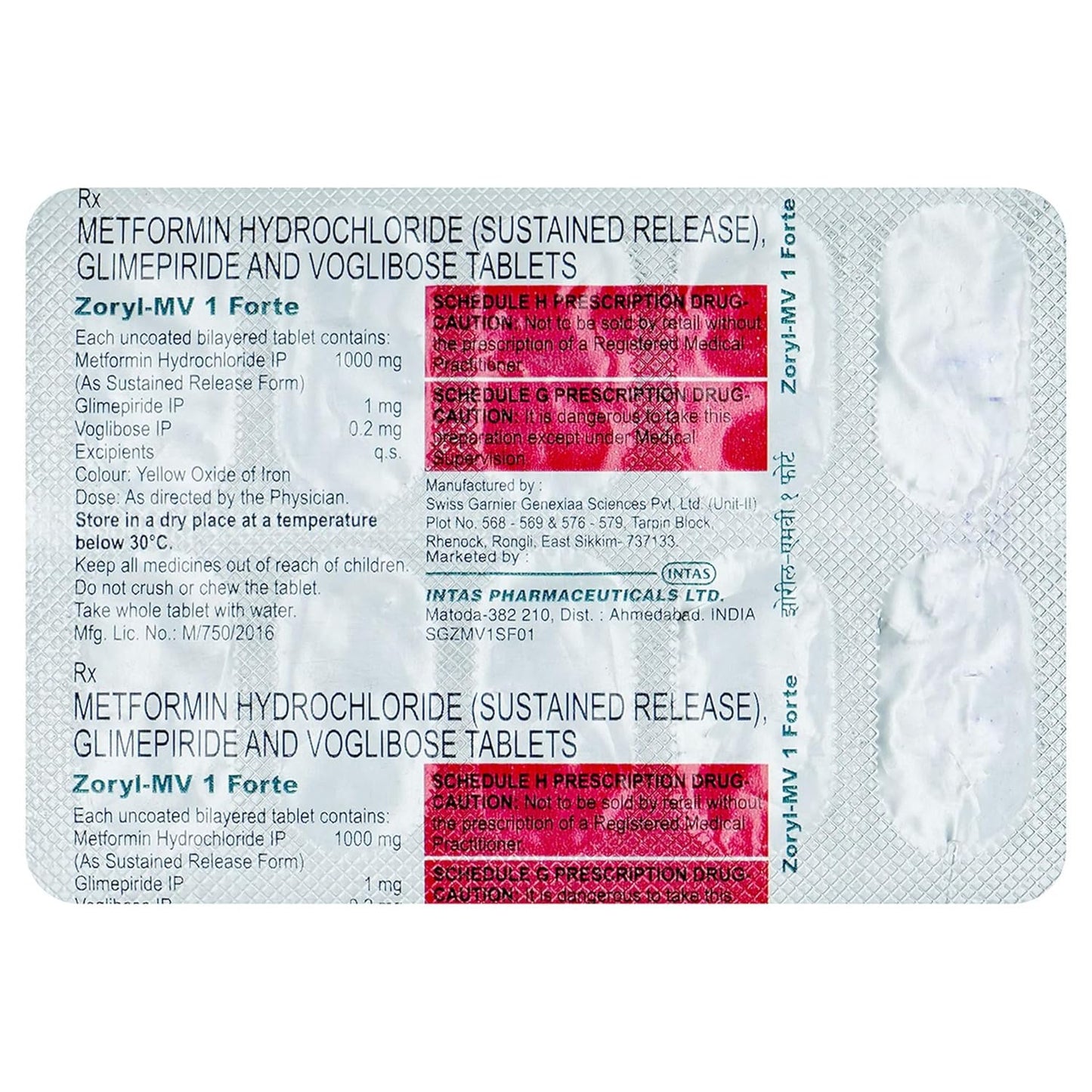 Zoryl-MV 1 Forte -Strip of 10 Tablets