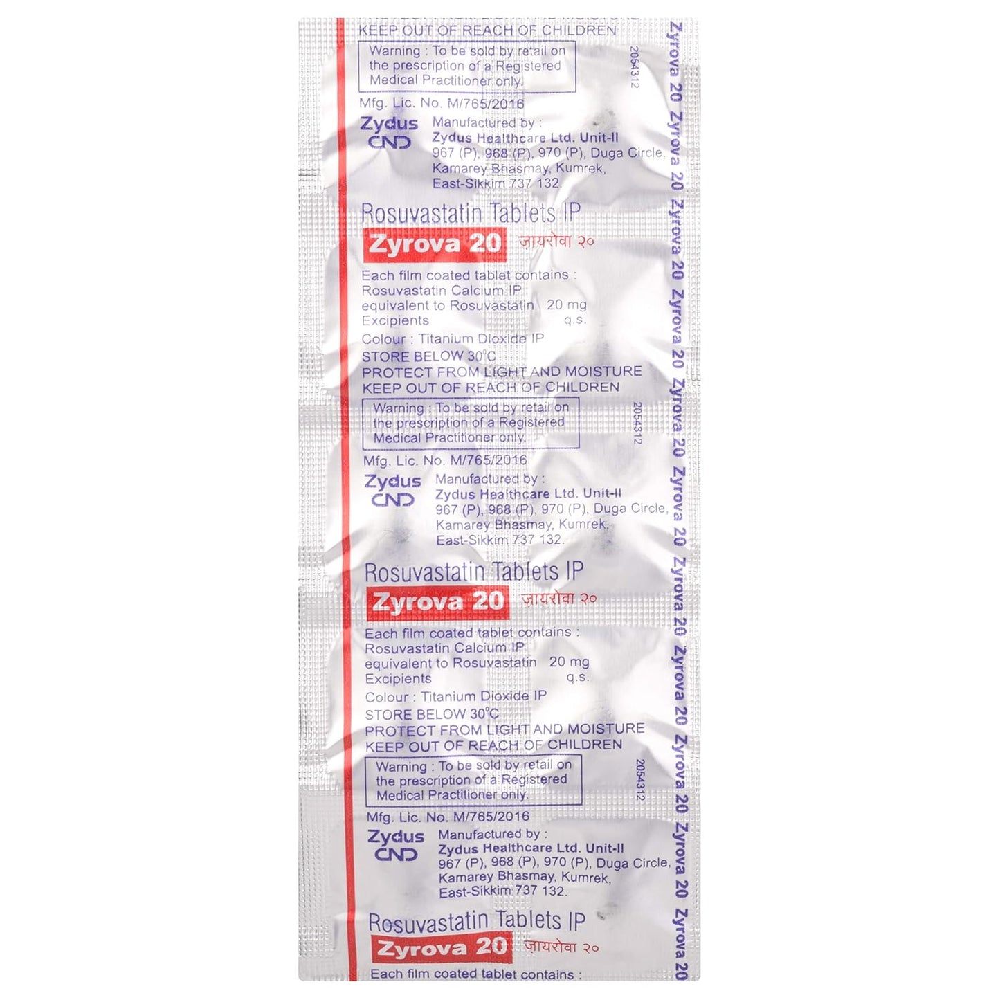 Zyrova 20 - Strip of 10 Tablets